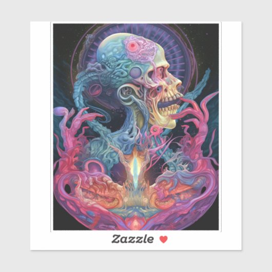 Alien Creature Surreal Horror Art Sticker (Vel)