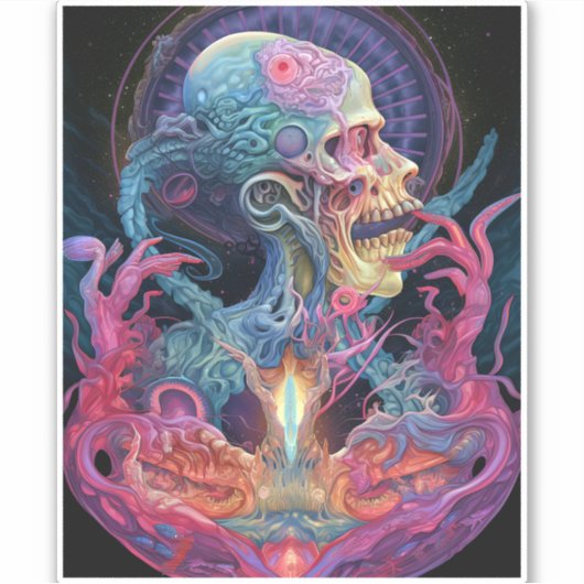 Alien Creature Surreal Horror Art Sticker (Voorkant)