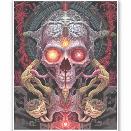 Alien Creature Surreal Horror Art Sticker (Voorkant)