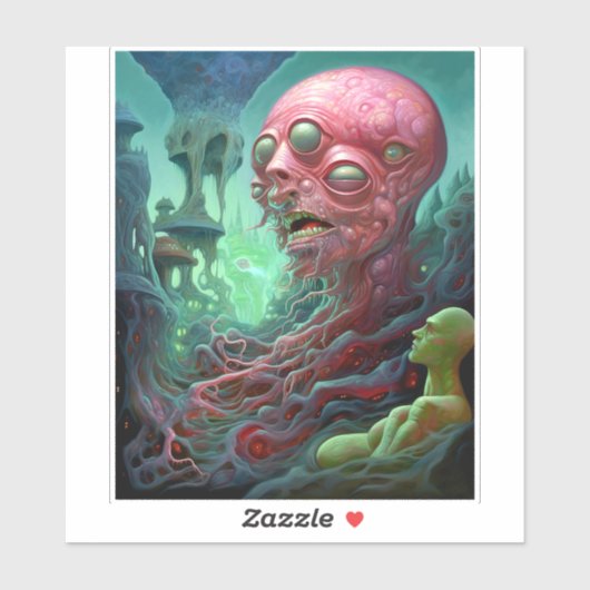 Alien Creature Surreal Horror Art Sticker (Vel)