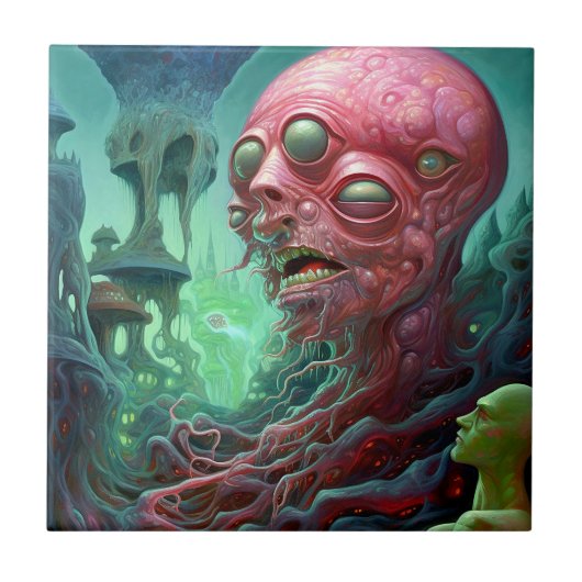 Alien Creature Surreal Horror Art Tegeltje (Voorkant)