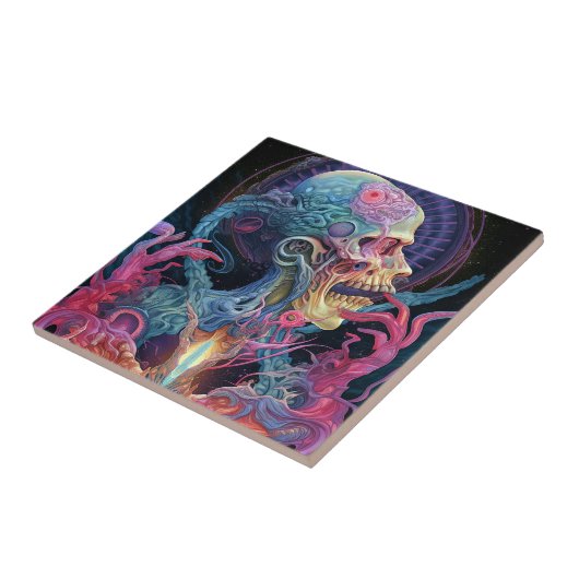 Alien Creature Surreal Horror Art Tegeltje (Zijkant)