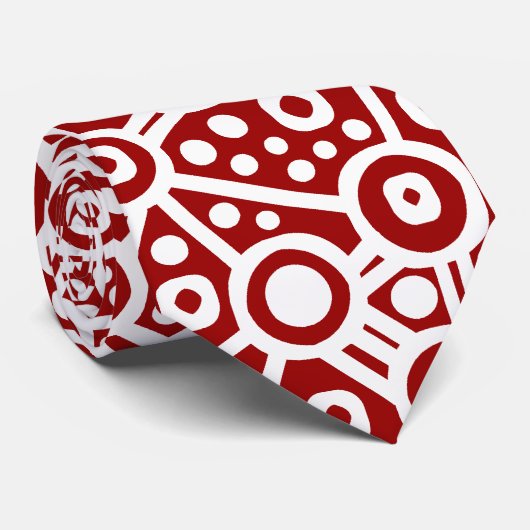 Alien Curcuit Abstract II - wit op maroon Stropdas (Opgerold)