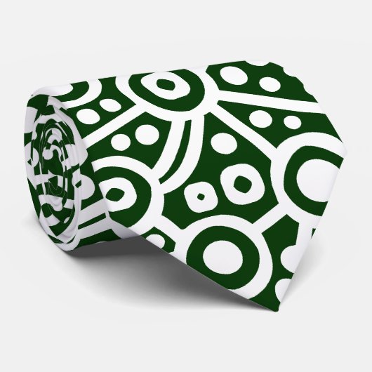 Alien Curcuit Abstract - wit op donkergroen Stropdas (Opgerold)