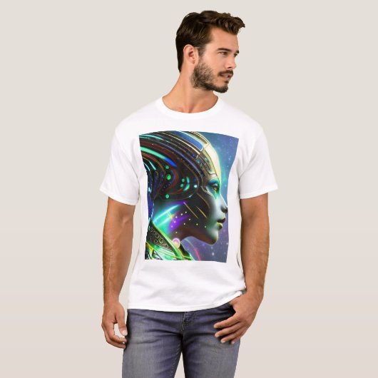 Alien Cyborg Woman Bot T-shirt (Voorkant volledig)