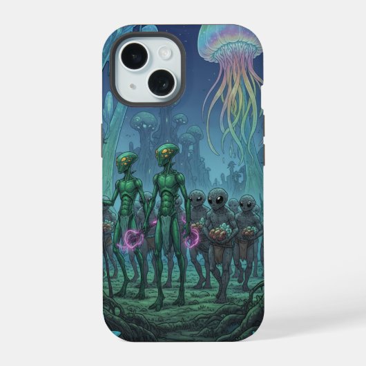 Alien Deep Sea Encounter iPhone 15 Case (Achterkant)