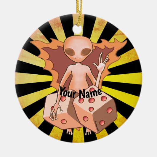 Alien Dice-ornament Keramisch Ornament (Voorkant)