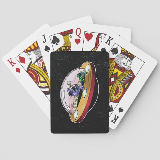 Alien die de maan draaiende houden pokerkaarten (Achterkant)