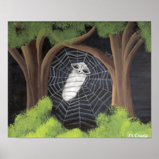 Alien die in een spinnenweb wordt vastgehouden poster