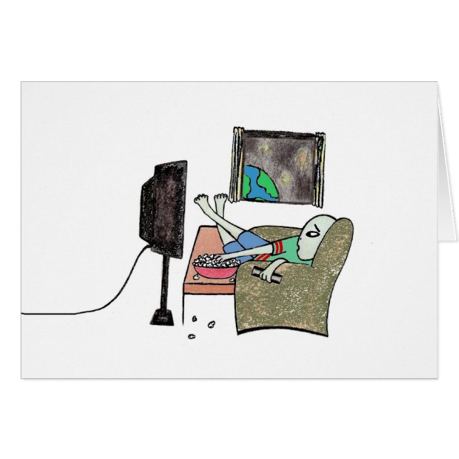 Alien die tv kijkt (Voorkant Horizontaal)