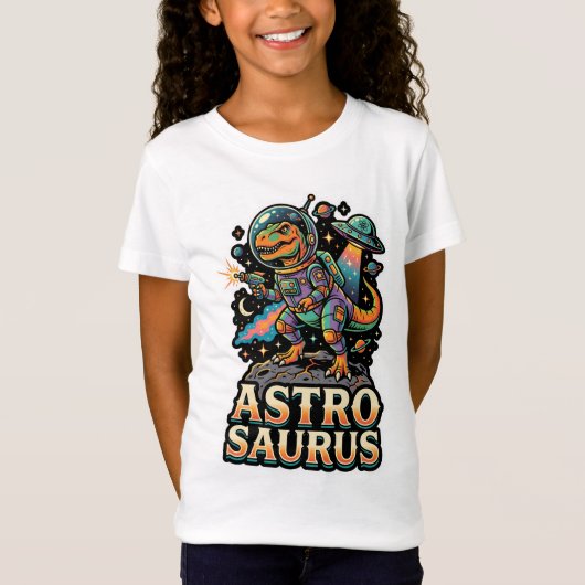 Alien Dinosaurus Astro Saurus: Retro Astronaut Rui T-shirt (Voorkant)