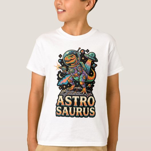Alien Dinosaurus Astro Saurus: Retro Ruimtevaarder T-shirt (Voorkant)