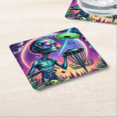 Alien Disc Golf Kartonnen Onderzetters (Schuin)