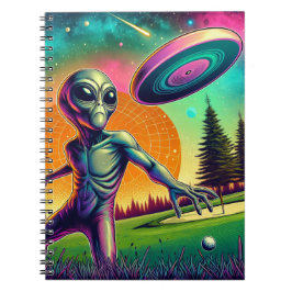 Alien Disc Golf met Planet Achtergrond Notitieboek