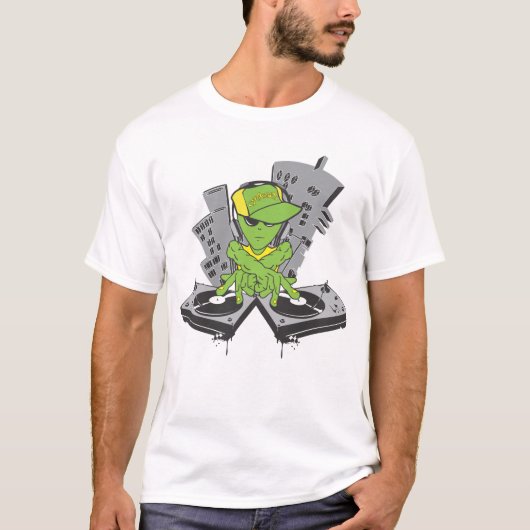 Alien DJ in kleur T-shirt (Voorkant)