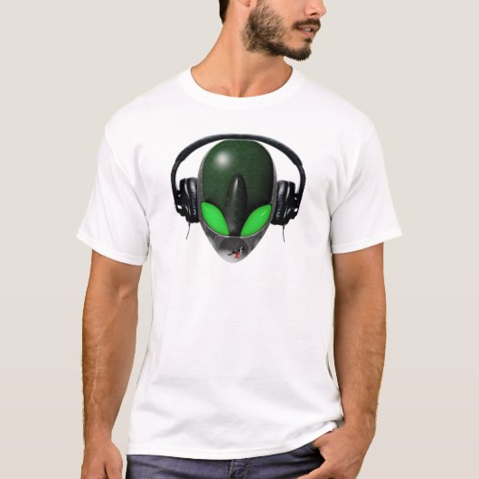 Alien DJ Music Lover - Reptile Green T-shirt (Voorkant)