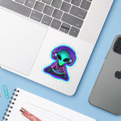 Alien DJ Sticker (Laptop met iPhone)