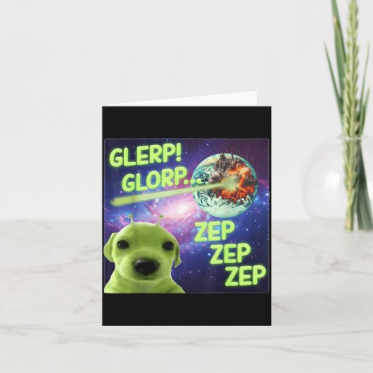 Alien Dog Meme Glerp Glorp Funny Space Laser Gift Kaart (Voorkant)