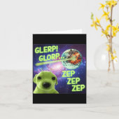 Alien Dog Meme Glerp Glorp Funny Space Laser Gift Kaart (Gele Bloem)