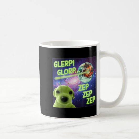 Alien Dog Meme Glerp Glorp Funny Space Laser Gift Koffiemok (Rechts)