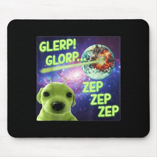 Alien Dog Meme Glerp Glorp Funny Space Laser Gift  Muismat (Voorkant)