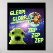 Alien Dog Meme Glerp Glorp Funny Space Laser Gift Poster (Voorkant)
