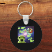 Alien Dog Meme Glerp Glorp Funny Space Laser Gift Sleutelhanger (Voorkant)