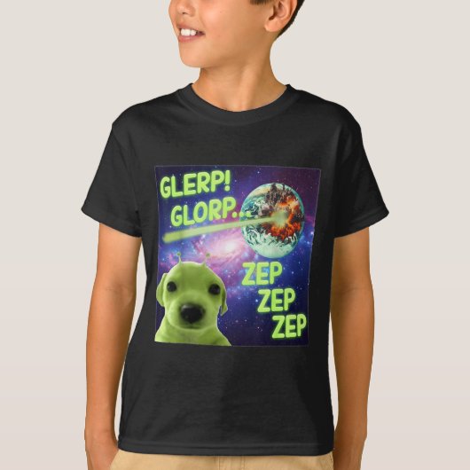 Alien Dog Meme Glerp Glorp Funny Space Laser Gift  T-shirt (Voorkant)