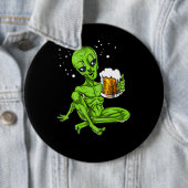 Alien Drink Beer Space UFO-kosmische partij Ronde Button 6,0 Cm (In situ)