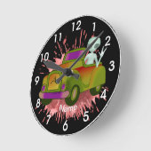 Alien Driving Car Clock Ronde Klok (Hoek)