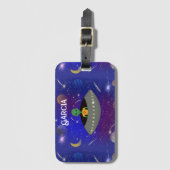 Alien Driving Spaceship Nieuw Mexico T-shirt Bagagelabel (Voorkant (verticaal))