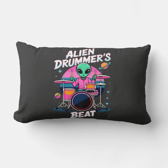 Alien Drummer's Beat T-shirt - Funky Alien Graphic Kussen (Voorkant)