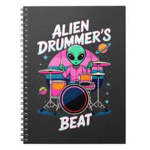 Alien Drummer's Beat T-shirt - Funky Alien Graphic Notitieboek