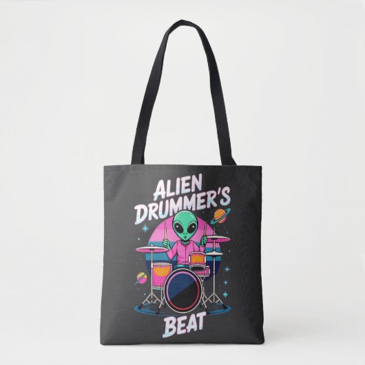 Alien Drummer's Beat T-shirt - Funky Alien Graphic Tote Bag (Voorkant)