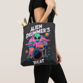Alien Drummer's Beat T-shirt - Funky Alien Graphic Tote Bag (Dichtbij)
