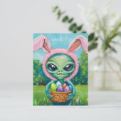 Alien Easter Bunny Briefkaart (Staand voorkant)
