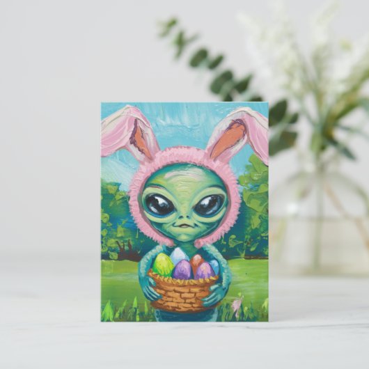 Alien Easter Bunny Briefkaart (Staand voorkant)
