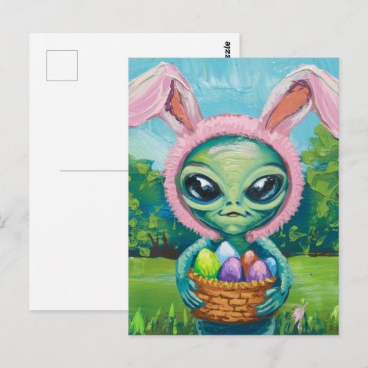 Alien Easter Bunny Briefkaart (Voorkant / Achterkant)