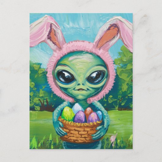 Alien Easter Bunny Briefkaart (Voorkant)