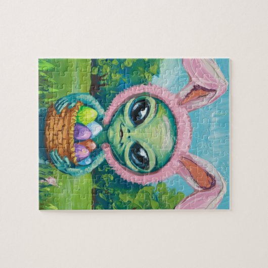 Alien Easter Bunny Legpuzzel (Horizontaal)
