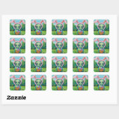 Alien Easter Bunny Vierkante Sticker (Vel)
