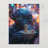 Alien Eating Noodles Briefkaart (Voorkant)