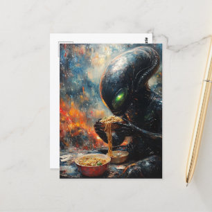 Alien Eating Noodles Briefkaart