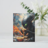 Alien Eating Noodles Briefkaart (Staand voorkant)