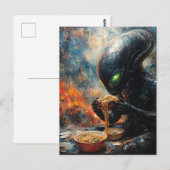 Alien Eating Noodles Briefkaart (Voorkant / Achterkant)