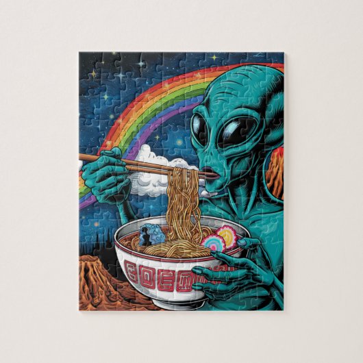 Alien Eating Noodles Legpuzzel (Verticaal)
