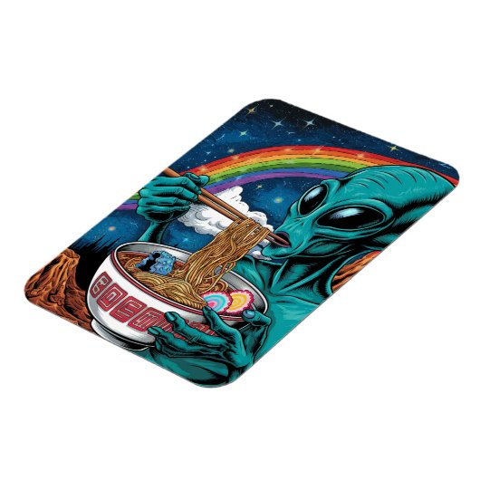 Alien Eating Noodles Magneet (Linkerzijde)