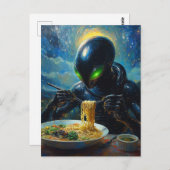 Alien Eating Ramen Briefkaart (Voorkant / Achterkant)