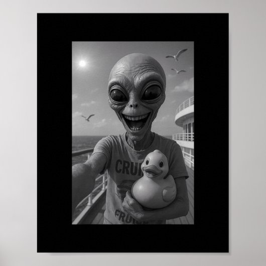 Alien Eend Cruise Vakantie – Grappige Alien Eend Poster (Voorkant)