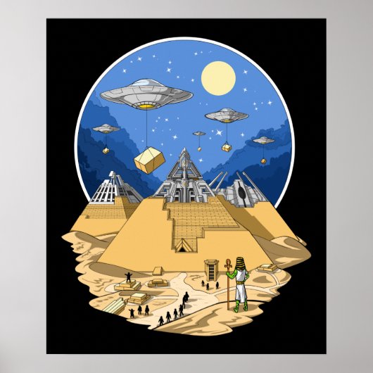Alien Egyptian Pyramids Poster (Voorkant)